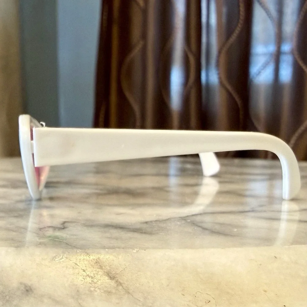 White Oval Cat Eye Sunglasses Pink Lenses Clothes Fits 18